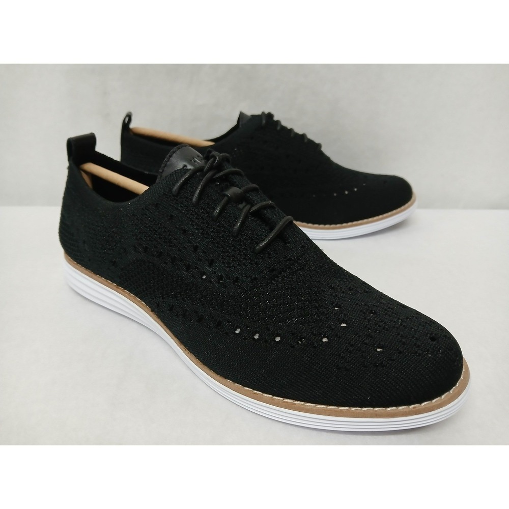 Cole Haan Women OG Grand Black Knit Stitchlite Wingtip Oxford Shoe Sz 10 W14807